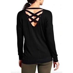 Athleta Black Crisscross Back Sweater